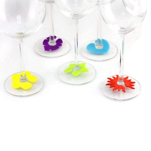 AussieSuperStore Homeware Supplies Eclectic Set of Silicone Wine Glass Markers Eclectic Set of Silicone Wine Glass Markers | Drink Glass Clip CBSILISHAPWINMRKRS